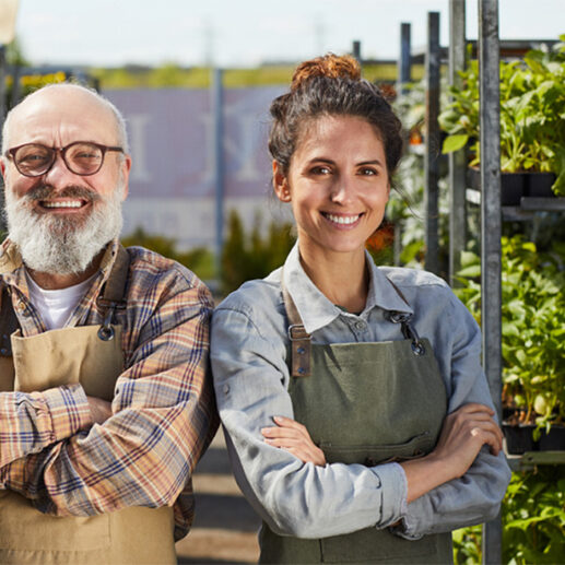 A photo of two business owners.