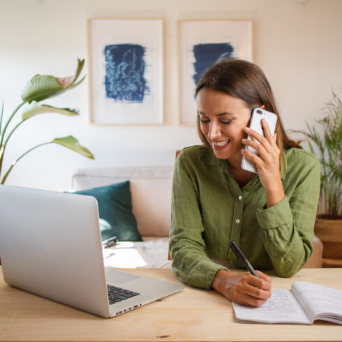 Photo of woman talking on phone.